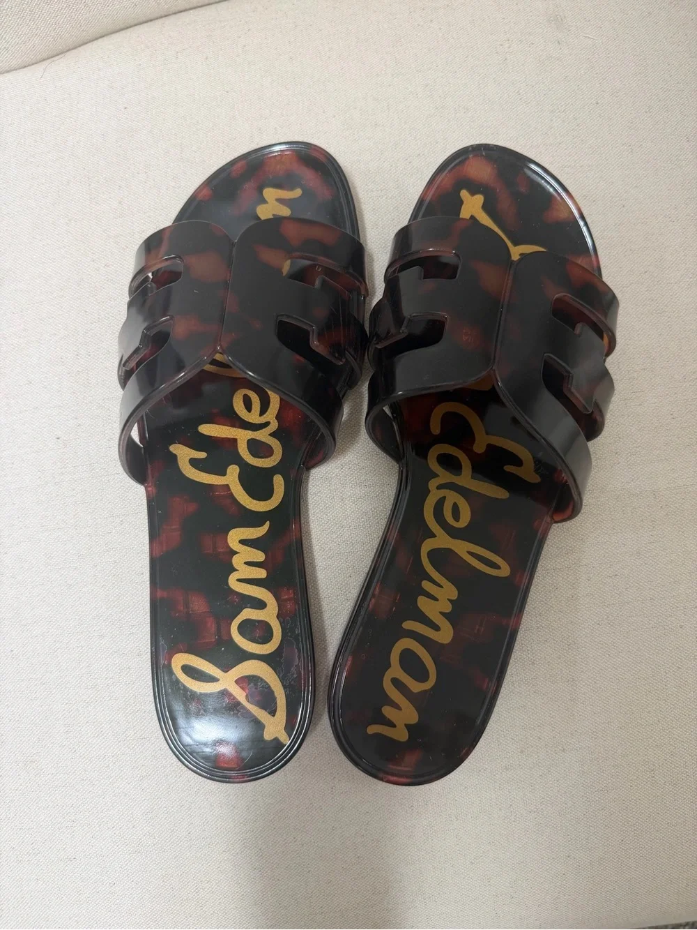 Sam Edelman Tortoise Jelly Slide Sandals - Brown & Black